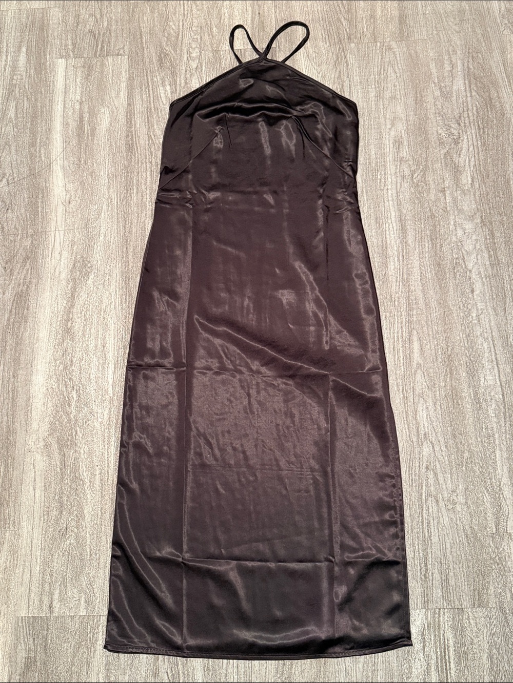 Weekday Black Satin Maxi Slip Dress